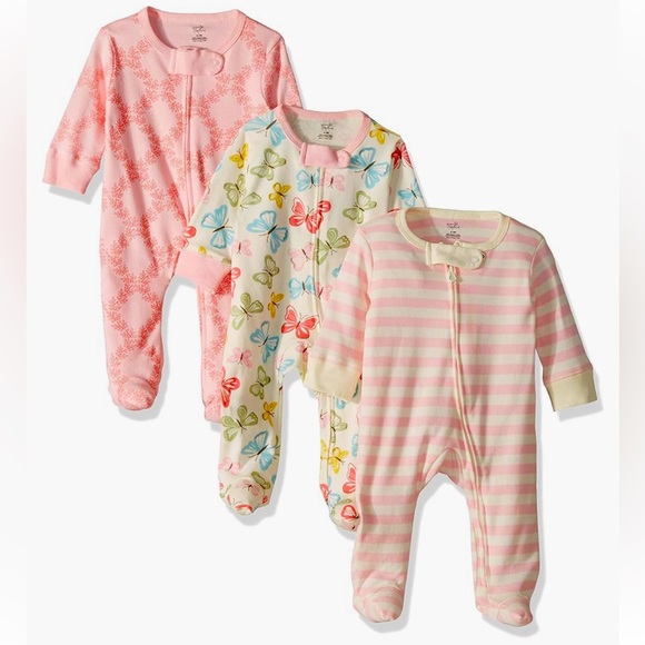 SOLD Touched by Nature Baby Girls' Organic Cotton Sleep and Play Footed Pajamas - Picture 1 of 7